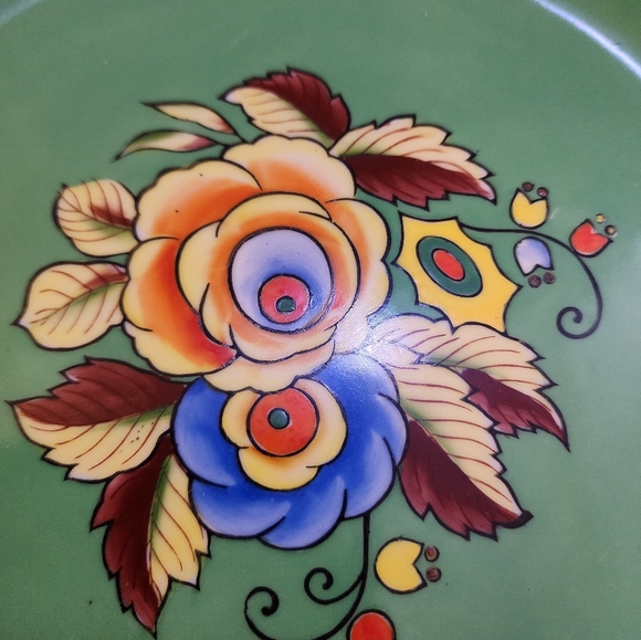 Hand Painted Silver Trimmed Scalloped Floral Vanity Trinket Candy Plate - Picture 13 of 15